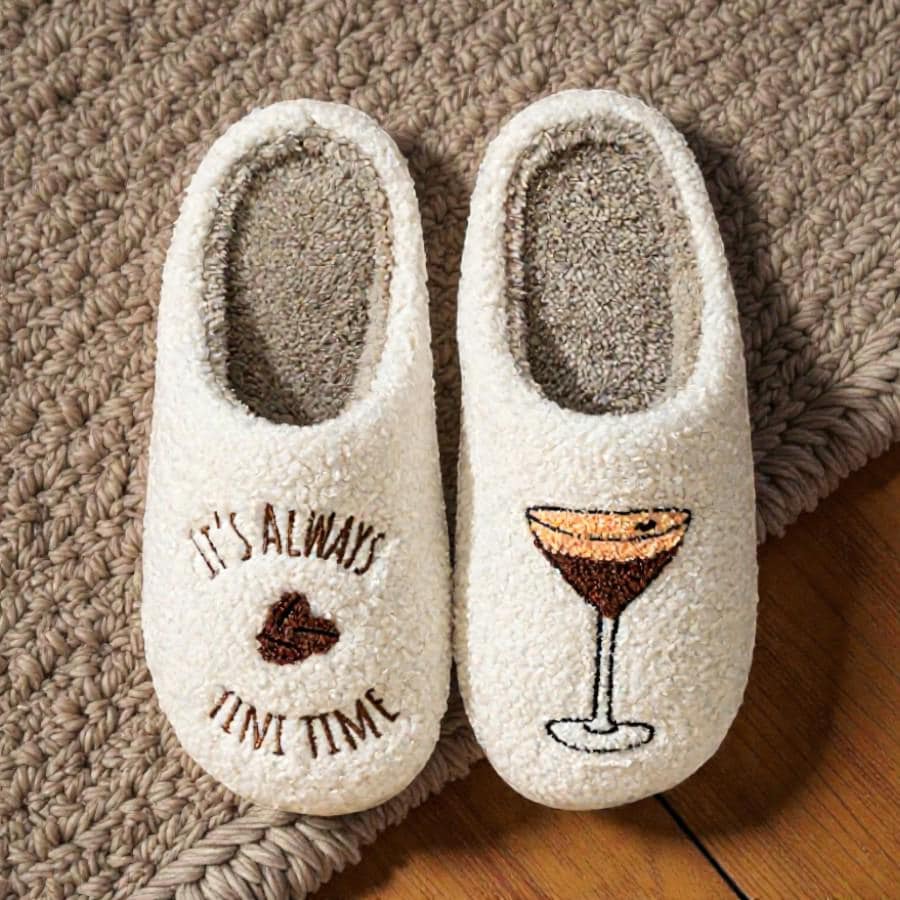 Espresso Martini Slippers - Women's Fluffy Cotton House Shoes